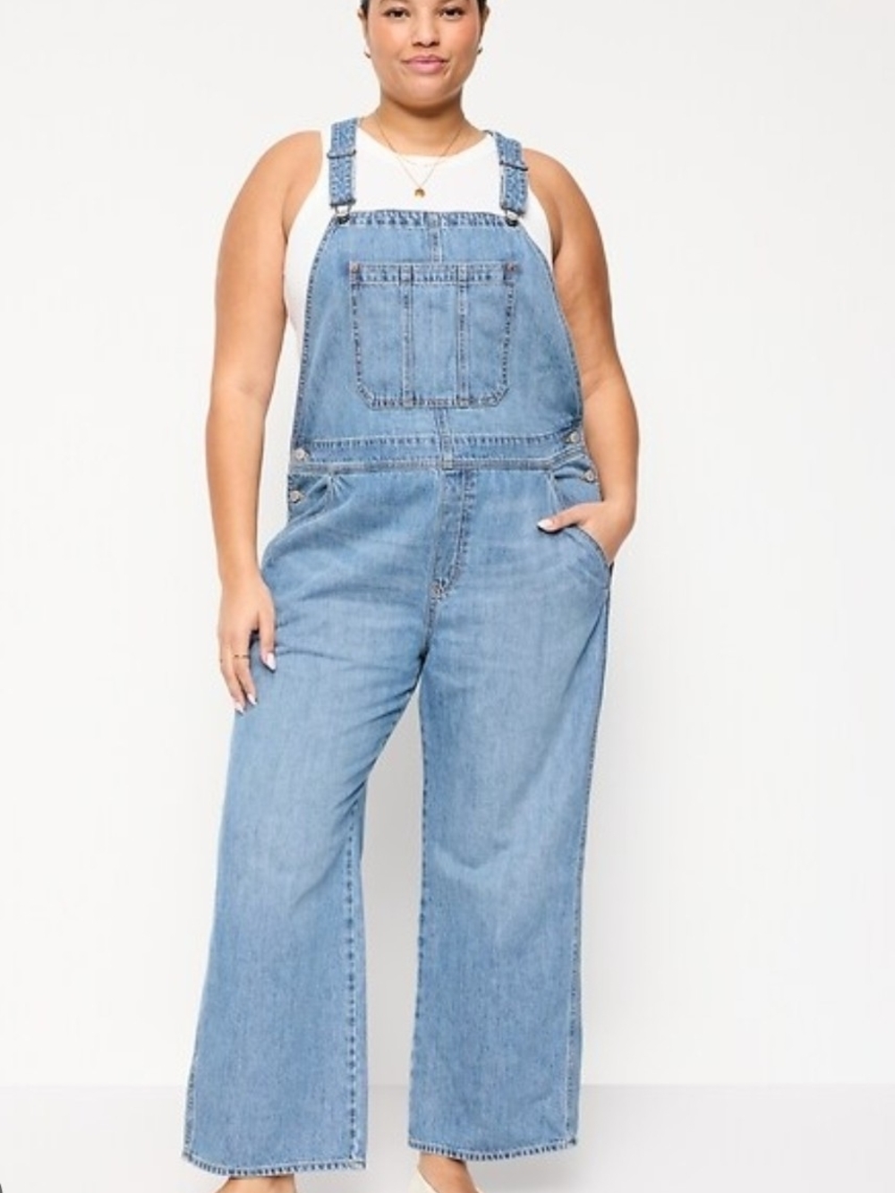 Old Navy Light Blue Denim Overalls - Wide Leg Jumpsuit